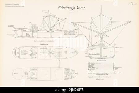 N.N., Carbon steamer »Jaromir«: Pianta del pavimento, tagli 1: 100, 1:50. Litografia su cartone, 48,2 x 77,2 cm (inclusi i bordi di scansione) Foto Stock