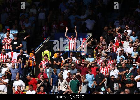 Brentford Fans - Leicester City contro Brentford, Premier League, King Power Stadium, Leicester, Regno Unito - 7th agosto 2022 solo per uso editoriale - si applicano restrizioni DataCo Foto Stock