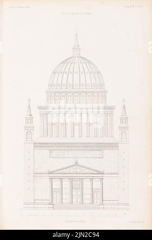 Schinkel Karl Friedrich (1781-1841), St. Nikolaikirche, Potsdam. (Da: Atlas alla rivista for Building, ed. V. G. Erbkam, Jg. 3, 1853): Vista. Cucitura su carta, 42,6 x 28,2 cm (inclusi i bordi di scansione) Foto Stock