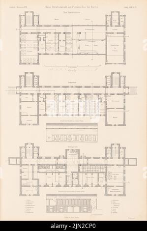 Spieker Paul (1826-1896), Pl. (Da: Atlas alla rivista for Building, ed. V. G. Erbkam, nato il 28, 1878): Ospedale: Grundrisse KG, EG, 1st e 2nd piano, forni di riscaldamento. Cucitura su carta, 42,4 x 28,2 cm (inclusi i bordi di scansione) Foto Stock