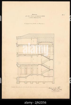 Knoblauch & Wex, Baron Huppmann Valbella i, Berlino: Sezione trasversale attraverso Vestibül e scala. Tuser e matita, acquarello su carta, 63,3 x 45,3 cm (inclusi i bordi di scansione) Foto Stock