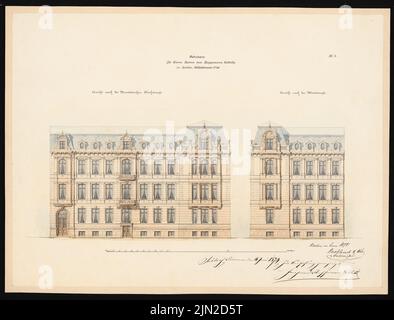 Knoblauch & Wex, Baron Huppmann Valbella i, Berlino: Vista da Kirchstrasse, vista da Mittelstraße 1: 100. Acquerello Tusche su carta, 50,3 x 65,9 cm (inclusi i bordi di scansione) Foto Stock