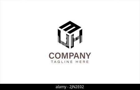 Logo Letter MUH, Logo a tre lettere, modello di icona vettoriale forma esagonale M U H alfabetica Illustrazione Vettoriale
