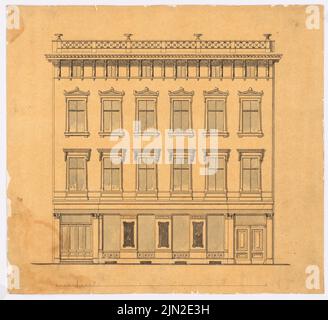 Gustav aglio (1833-1916), edificio urbano residenziale e commerciale (?): Vista. Acquerello Tusche su carta trasparente, 37,5 x 40,9 cm (inclusi i bordi di scansione) Foto Stock