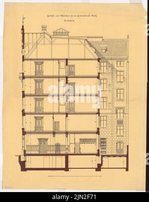 Knoblauch Gustav (1833-1916), Luisenstädter Bank, Berlin-Mitte: Sezione trasversale. Acquerello Tusche su trasparente, 79,5 x 61,6 cm (inclusi i bordi di scansione) Foto Stock