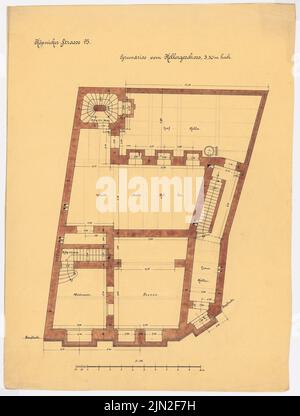 Knoblauch Gustav (1833-1916), Luisenstädter Bank, Berlin-Mitte: Grundriss Keller 1:50. Acquerello Tusche su trasparente, 69,6 x 52,7 cm (inclusi i bordi di scansione) Foto Stock