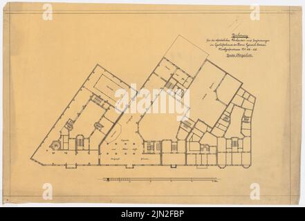 Knoblauch & Wex, grandi magazzini di conversione ed espansione Erich Jordan, Markgrafenstr. 102-107, Berlino-Kreuzberg: Markgrafenstr. 102-107: Pianta del pavimento 2nd inchiostro su trasparente, 50,3 x 74 cm (inclusi i bordi di scansione) Foto Stock