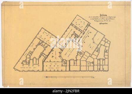 Knoblauch & Wex, grandi magazzini di conversione ed espansione Erich Jordan, Markgrafenstr. 102-107, Berlino-Kreuzberg: Markgrafenstr. 102-107: Grundriss Keller. Inchiostro su trasparente, 49,8 x 74,2 cm (inclusi i bordi di scansione) Foto Stock