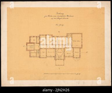 Knoblauch Gustav (1833-1916), Rittergut Börnicke: Grundriss og. Acquerello Tusche su trasparente, 57,2 x 73,5 cm (inclusi i bordi di scansione) Foto Stock