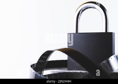 Noleggio film vietato. Blocco degli annunci. Film vietato. Elenco delle sanzioni nella produzione cinematografica. Foto Stock