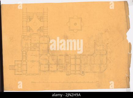 Gustav aglio (1833-1916), edilizia residenziale e giardino, Pansevitz: Pianta ed. Matita su trasparente, 50,6 x 73,3 cm (compresi i bordi di scansione) Foto Stock