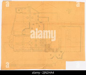 Gustav aglio (1833-1916), edificio residenziale e giardino, Pansevitz: Pianta del sito. Matita su trasparente, 100,7 x 122,9 cm (inclusi i bordi di scansione) Foto Stock
