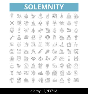 Icone di solennità, simboli di linea, segni web, set vettoriale, illustrazione isolata Illustrazione Vettoriale