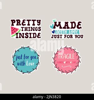 Set di adesivi per piccole aziende. Collezione di badge aziendali vettoriali. Confezione di adesivi per piccole aziende. Realizzato con etichette vettoriali Love Illustrazione Vettoriale