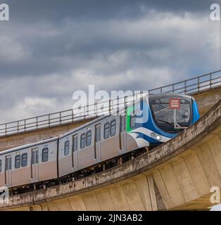 Vancouver SkyTrain - New Canada Line per Richmond BC. Translink fornisce un rapido servizio di trasporto pubblico a Great Metro Vancouver, skytrain-Agosto 2 Foto Stock