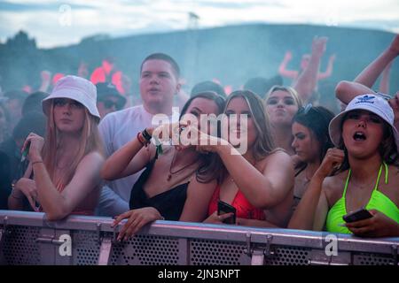 Belfast, Regno Unito. 08th ago 2022. 8th agosto 2022 Timmy Trumpet Headlines Féile Dance Night at Falls Park è stato sostenuto da Bryan Kearney e John o'Callaghan Credit: Bonzo/Alamy Live News Foto Stock