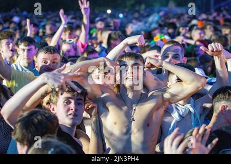 Belfast, Regno Unito. 08th ago 2022. 8th agosto 2022 Timmy Trumpet Headlines Féile Dance Night at Falls Park è stato sostenuto da Bryan Kearney e John o'Callaghan Credit: Bonzo/Alamy Live News Foto Stock