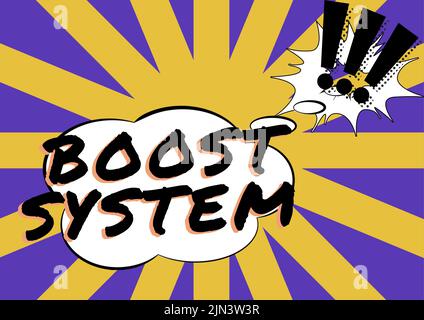 Sistema di incremento delle didascalie concettuali. Internet Concept ringiovanire aggiornamento rafforzare Be più sano approccio olistico Cloud Thought Bubble and Exclamation Foto Stock