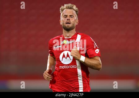 Monza, Italia, 7th agosto 2022. Christian Gytkjaer dell'AC Monza durante la partita Coppa Italia all'U-Power Stadium di Monza. Il credito d'immagine dovrebbe essere: Jonathan Moscrop / Sportimage Foto Stock