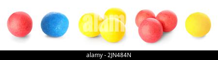 Set di gomme da masticare diverse isolate su bianco Foto Stock