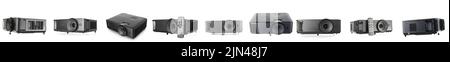 Set di videoproiettore isolato su bianco Foto Stock