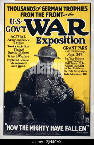 Migliaia di trofei tedeschi dal fronte all'esposizione della guerra del governo degli Stati Uniti (1917) poster dell'era della prima guerra mondiale americana di Lyford Philip Foto Stock
