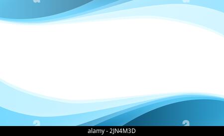 Forme d'onda oceaniche fatte di semplici linee blu chiaro e blu ondulate sul bianco. Semplice sfondo blu astratto con spazio di copia. risoluzione 4k. Foto Stock