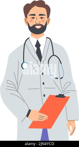 Operatore medico, medico con notebook esame Illustrazione Vettoriale