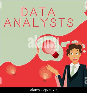 Firma manuale Data Analysts. Approccio aziendale Programmer Design and Create Report identifica modelli che l'uomo presenta idee innovative che raggiungono Foto Stock