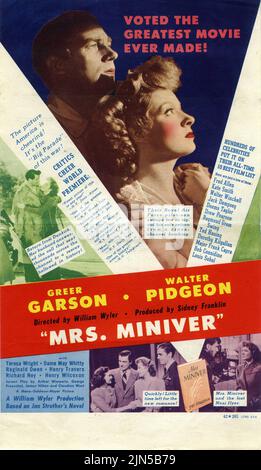 GREER GARSON WALTER PIDGEON TERESA WRIGHT RICHARD NEY E HELMUT DANTINE IN SIG.RA. MINIVER 1942 regista WILLIAM WYLER basato sul libro di Jan Struther sceneggiatura Arthur Wimperis George Froeschel James Hilton e Claudine West musica Herbert Stothart produttore Sidney Franklin Metro Goldwyn Mayer Foto Stock