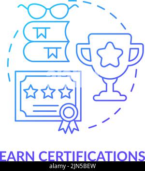 Ottieni certificazioni Blue Gradient Concept icona Illustrazione Vettoriale
