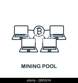 Icona piscina mineraria. Icona monocromatica Simple Cryptocurrency per modelli, web design e infografiche Illustrazione Vettoriale