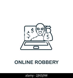 Icona Robbery online. Icona monocromatica Simple Cybercrime per modelli, web design e infografiche Illustrazione Vettoriale
