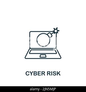 Icona Cyber Risk. Icona monocromatica Simple Cybercrime per modelli, web design e infografiche Illustrazione Vettoriale