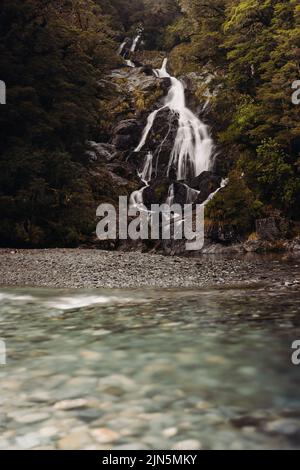 Fantail Falls, Mt Aspiring National Park, Nuova Zelanda Foto Stock