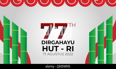 17 agosto. Indonesia Happy Independence Day biglietto di auguri, banner, e texture sfondo logo Illustrazione Vettoriale