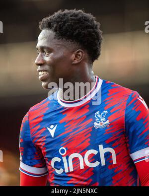 LONDRA, INGHILTERRA - AGOSTO 08: Malcolm Ebiowei di Crystal Palace durante la partita della Premier League 2 Divisione 1 tra Crystal Palace U21 e Brighton & Hove Albion F.C. U21 a Selhurst Park il 8 agosto 2022 a Londra, Regno Unito. (Foto di Sebastian Frej) Credit: Sebo47/Alamy Live News Foto Stock
