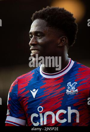 LONDRA, INGHILTERRA - AGOSTO 08: Malcolm Ebiowei di Crystal Palace durante la partita della Premier League 2 Divisione 1 tra Crystal Palace U21 e Brighton & Hove Albion F.C. U21 a Selhurst Park il 8 agosto 2022 a Londra, Regno Unito. (Foto di Sebastian Frej) Credit: Sebo47/Alamy Live News Foto Stock