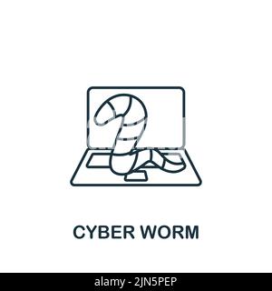 Icona di Cyber Worm. Icona monocromatica Simple Cybercrime per modelli, web design e infografiche Illustrazione Vettoriale