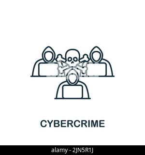 Icona della criminalità informatica. Icona monocromatica Simple Cybercrime per modelli, web design e infografiche Illustrazione Vettoriale