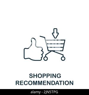 Icona Shopping Recomendation. Icona monocromatica Simple Line Data Science per modelli, web design e infografiche Illustrazione Vettoriale