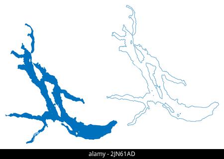 Lago Nahuel Huapi (Sud America, Repubblica argentina, Argentina) mappa vettore illustrazione, schizza lago Nahuel Huapi mappa Illustrazione Vettoriale