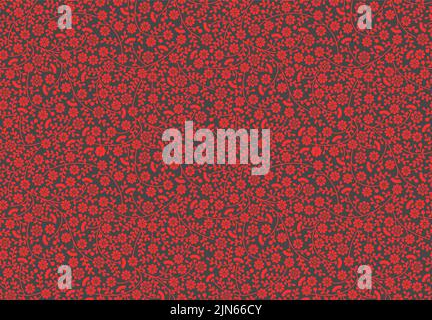 Tessuto vettoriale rosa damasche senza cuciture. Fiore motivo floreale, fiore foglie rami sfondo. Disegno della carta da imballaggio, riempimento della pagina Web, sfondo. Illustrazione Vettoriale