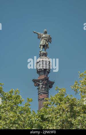 Cristoforo Colombo monumento a Barcellona Foto Stock