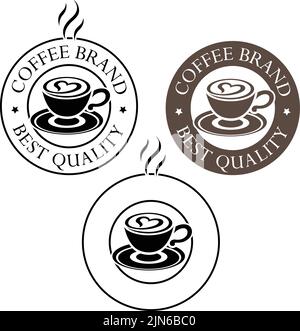 Icona del caffè o del cappuccino con il cuore isolato su uno sfondo bianco Illustrazione Vettoriale