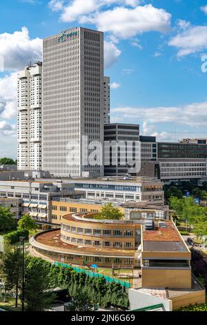 Skyline di Rotterdam, centro città, Erasmus MC building, Erasmus University Medical Center, clinica, ospedale, ospedale universitario, Paesi Bassi Foto Stock