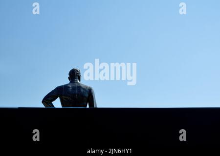 Istanbul, Bosforo, Turchia: Statua di Atatürk come silhouette. Fondatore della Repubblica di Turchia e dal 1923 al 1938 il primo presidente. Foto Stock