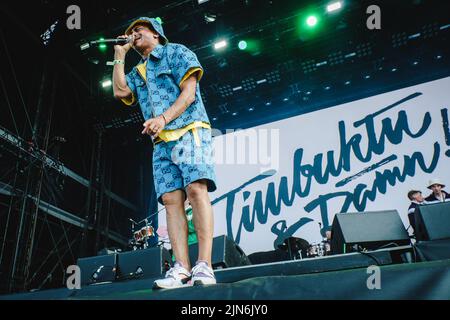 Stoccolma, Svezia. 01st, luglio 2022. Il rapper svedese e il cantante reggae Timbuktu suona un concerto dal vivo durante il festival musicale svedese Lollapaloooza Stockholm 2022 a Stoccolma. (Photo credit: Gonzales Photo - Tilman Jentzsch). Foto Stock