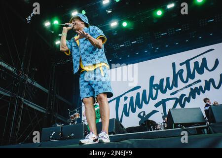 Stoccolma, Svezia. 01st, luglio 2022. Il rapper svedese e il cantante reggae Timbuktu suona un concerto dal vivo durante il festival musicale svedese Lollapaloooza Stockholm 2022 a Stoccolma. (Photo credit: Gonzales Photo - Tilman Jentzsch). Foto Stock