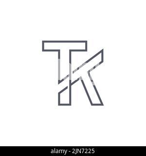 Vettore iniziale di disegno del logo tipografico TK. Logo Creative line art con combinazione di lettere T e K sofisticato logo di lusso Illustrazione Vettoriale